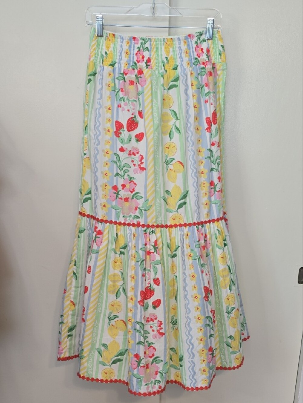 Japna White Floral Stripe Maxi Dress with Yellow & Pink Accents - Picture 7 of 10